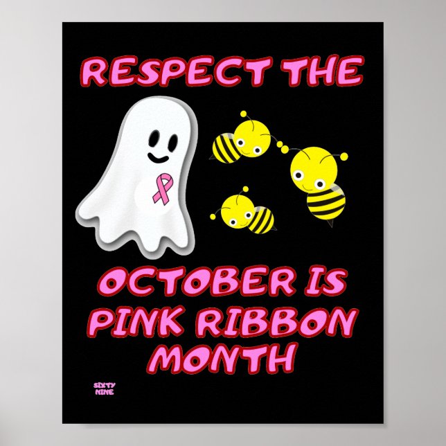 "RESPEKT THE BOO BEES" Lustigt Rosa Ribbon Poster (Framsidan)