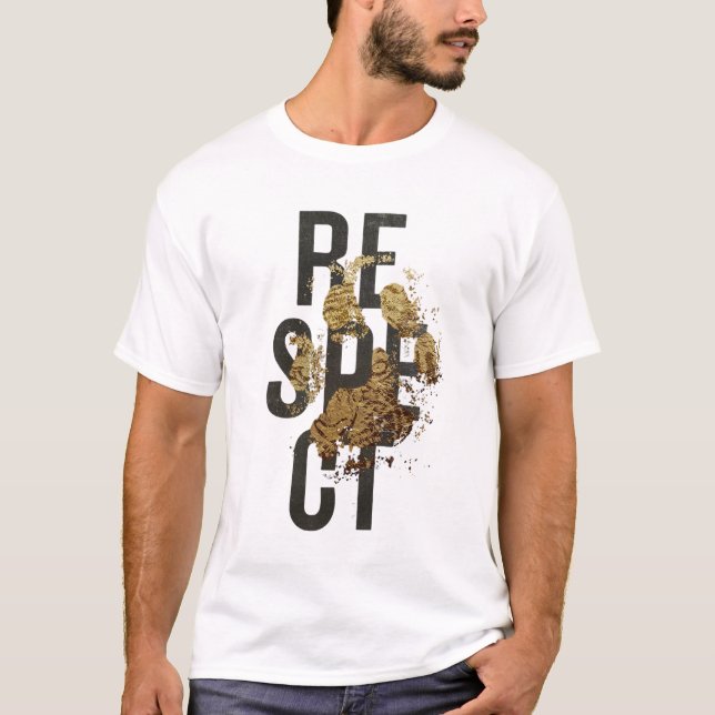 Respekt tryckt herr t-shirt vit t-shirt (Framsida)