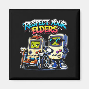 Respektera äldre retro spelande rolig spelare kont magnet