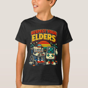 Respektera äldre retro spelande rolig spelare kont t shirt