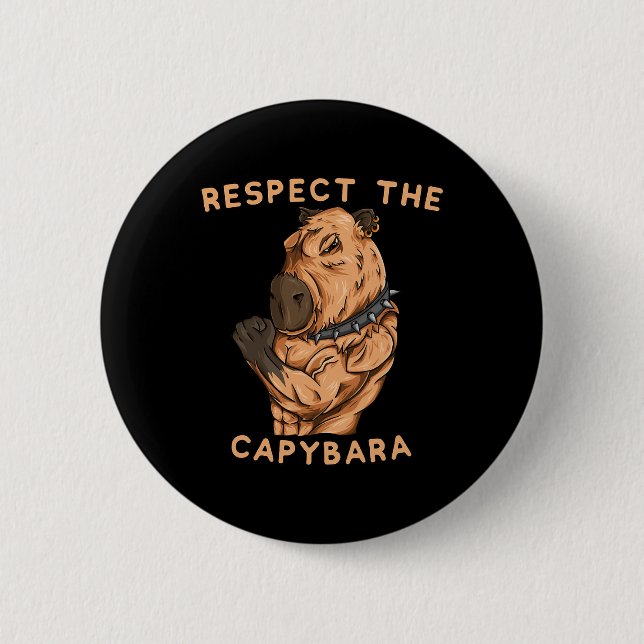 Respektera Capybara - Rolig Fitness Bodybuilder R Knapp (Framsida)