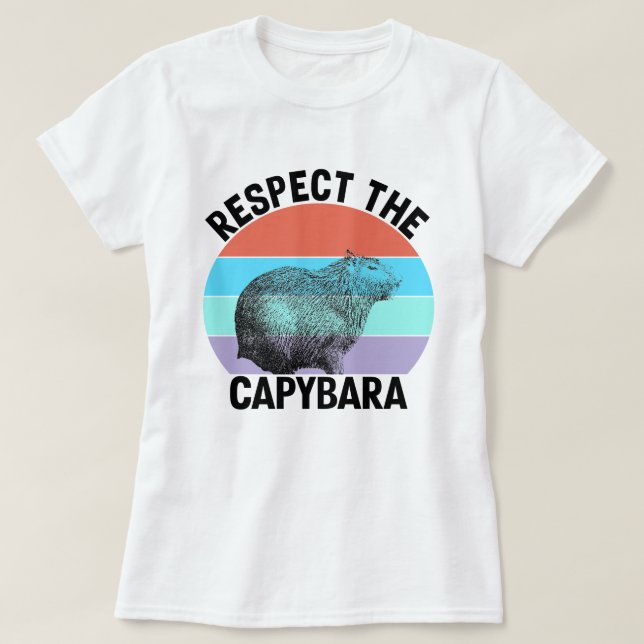 Respektera Capybara Roligt Gnagare Capybara T Shirt (Design framsida)