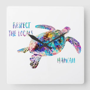 Respektera citatet av Locals Sea Turtle Tie Dye Be Fyrkantig Klocka