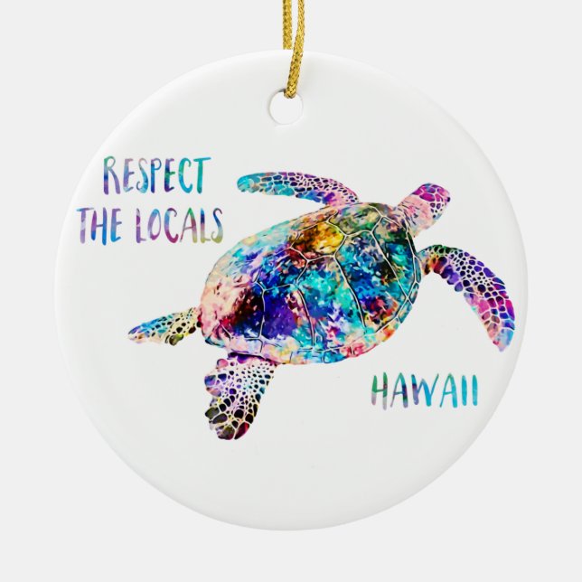 Respektera citatet av Locals Sea Turtle Tie Dye Be Julgransprydnad Keramik (Framsidan)