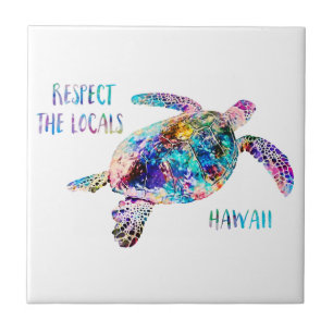 Respektera citatet av Locals Sea Turtle Tie Dye Be Kakelplatta