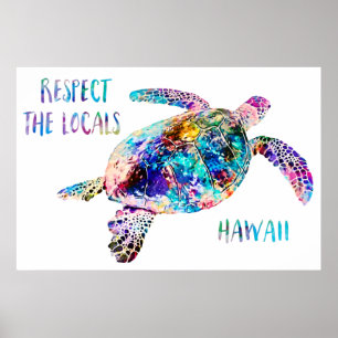 Respektera citatet av Locals Sea Turtle Tie Dye Be Poster