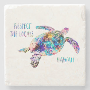 Respektera citatet av Locals Sea Turtle Tie Dye Be Stenunderlägg