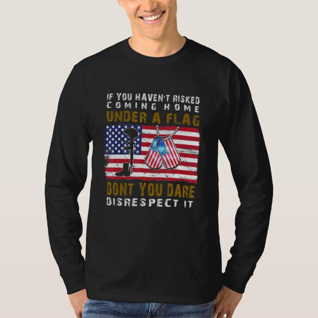 Respektera den amerikanska Flagga Proud Us Veteran T Shirt (Framsida)