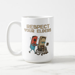 Respektera dina äldre Retro spelande Roligt Gamer Kaffemugg