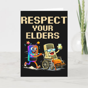 Respektera dina äldre Retro spelande Roligt Gamer Kort