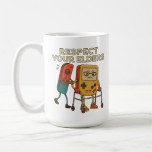 Respektera dina äldre Retrospel Roligt dataspeland Kaffemugg