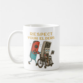 Respektera Dina Äldre Spelkontroll Retro Roligt Sp Kaffemugg
