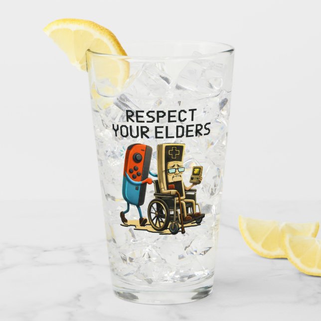 Respektera dina äldres Gaming Kontroll Retro Rolig Glaskopp (Framsida Ice)