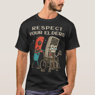 Respektera dina äldres Retro Gaming Roliga Gamer T Shirt
