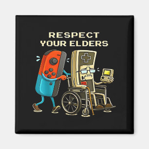 Respektera dina äldres Retro Gaming Roligt Gamer C Magnet