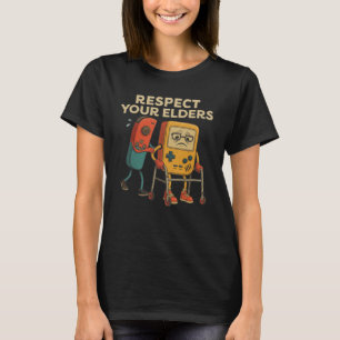 Respektera dina äldres Retro Gaming Roligt Gamer C T Shirt
