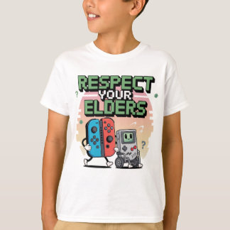 Respektera dina äldres spelkontroll Retro Roligt s T Shirt