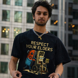 Respektera dina äldres spelkontroll Retro Roligt T Shirt