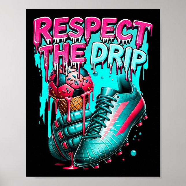 Respektera Drip Fotboll Glass Drip Med Strössel Poster (Framsidan)