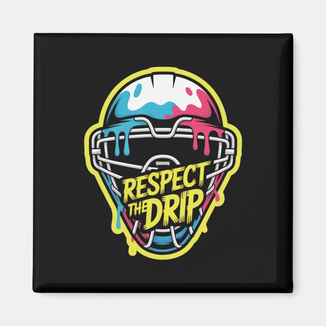 Respektera Drip Hockey Målvaktsmask Ishockey Målva Magnet (Framsidan)