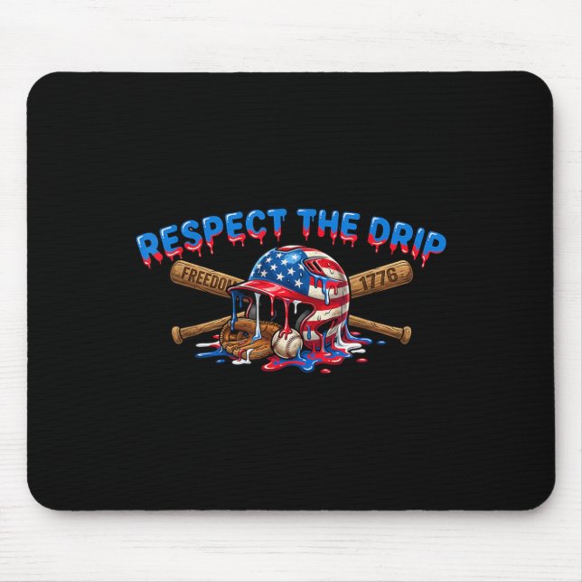 Respektera Drip Patriotisk Baseboll 1776 Design Musmatta (Framsidan)