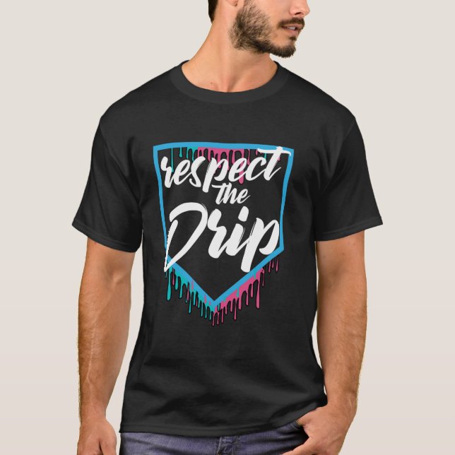 Respektera dropp baseball-dropp t shirt (Framsida)