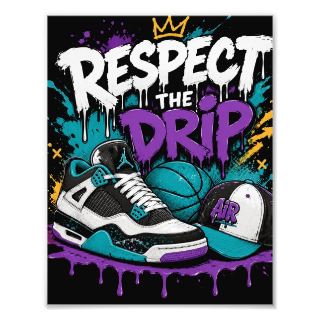 Respektera droppdesign för basket fototryck (Framsidan)