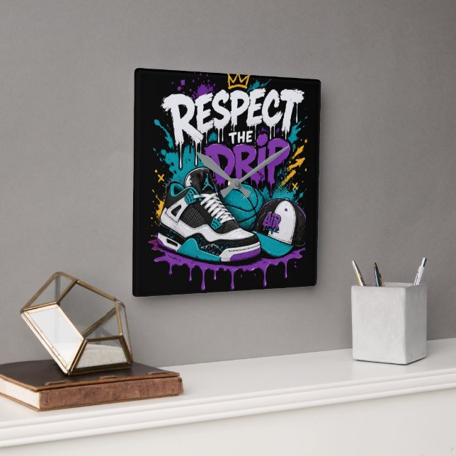 Respektera droppdesign för basket fyrkantig klocka (Kontor)