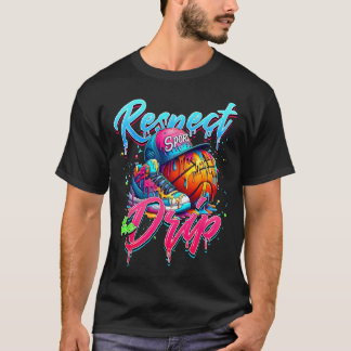Respektera droppen i basketbollens iskräppsdropp m t shirt