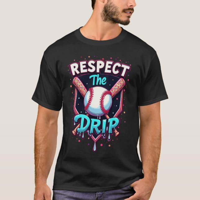 Respektera droppen Rolig baseboll glass dropp T Shirt (Framsida)