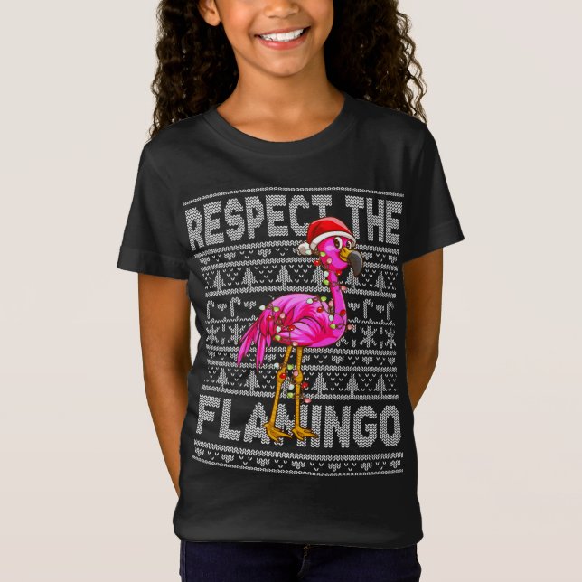 Respektera Flamingo Julens Rosa Flamingos T Shirt (Framsida)