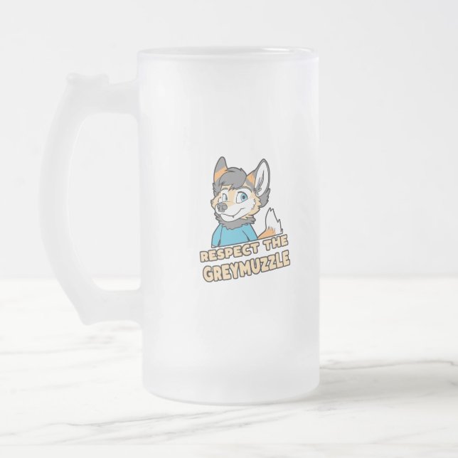 Respektera Greymuzzle-Håriget Fandom Furdress Gift Frostat Ölglas (Vänster)