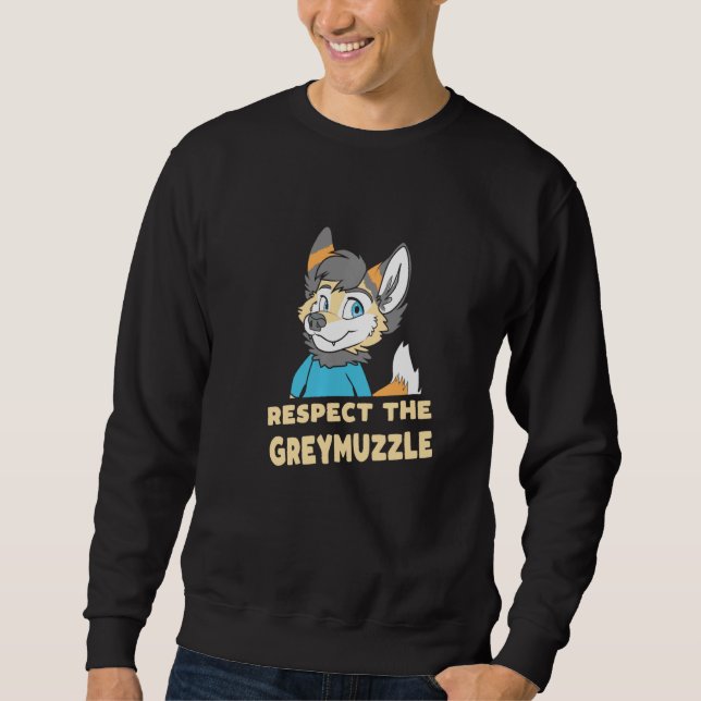 Respektera Greymuzzle Old Fursuiter Cute Owo Fu Lång Ärmad Tröja (Framsida)