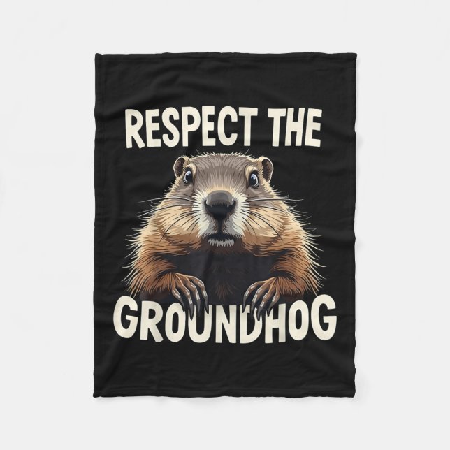 Respektera Groundhog Celebrate Groundhog Day Anim Fleecefilt (Framsidan)