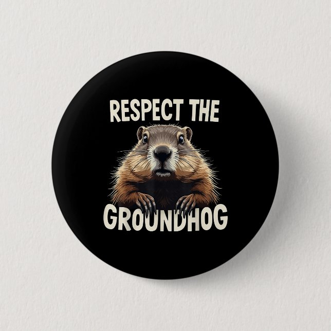 Respektera Groundhog Celebrate Groundhog Day Anim Knapp (Framsida)
