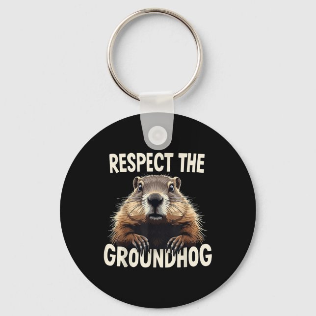 Respektera Groundhog Celebrate Groundhog Day Anim Nyckelring (Framsida)