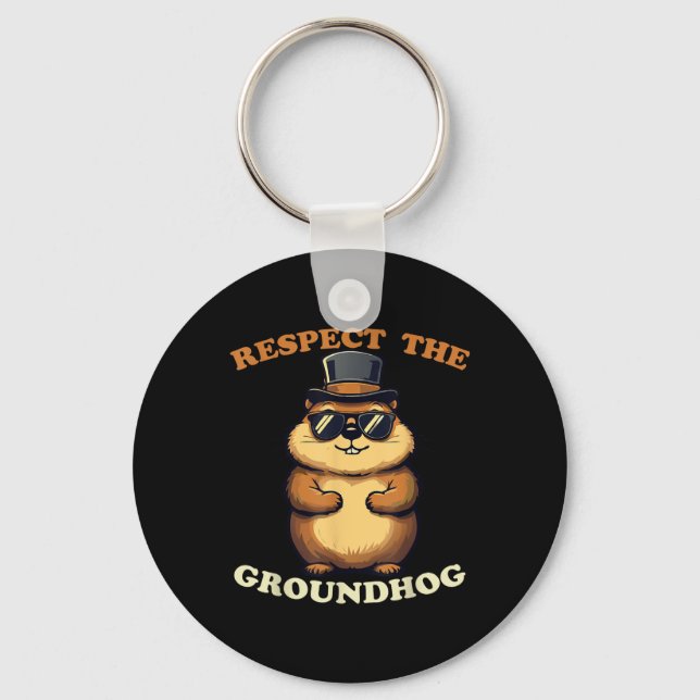 Respektera Groundhog Celebrate Groundhog Day med Nyckelring (Framsida)