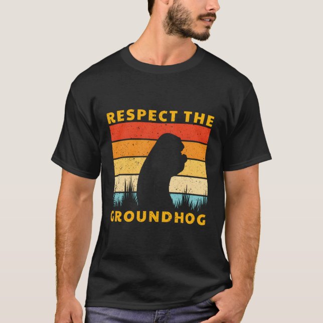 Respektera Groundhog-Chuckens meteorologi T Shirt (Framsida)