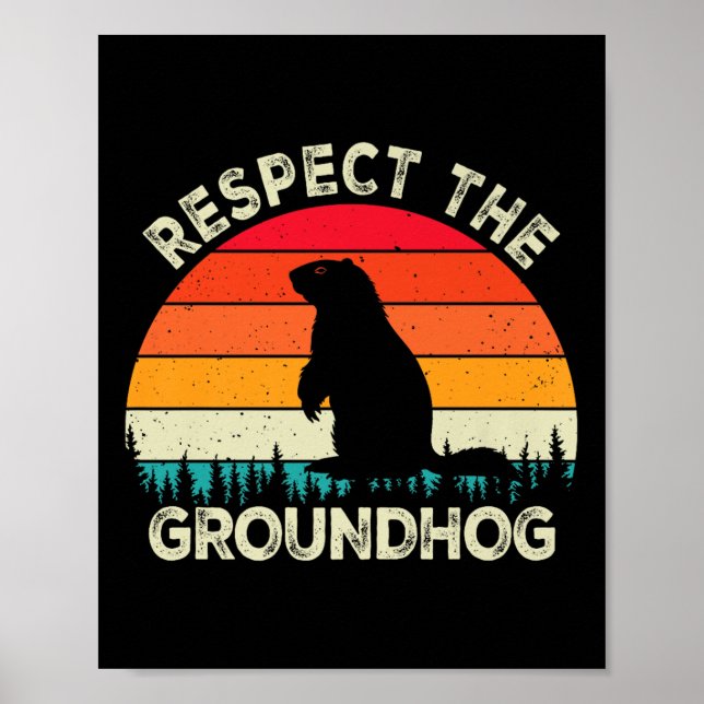 Respektera Groundhog Day Rodents Cute Retro Groun Poster (Framsidan)