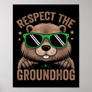 Respektera Groundhog Flagga Usa Woodchuck Ground H Poster