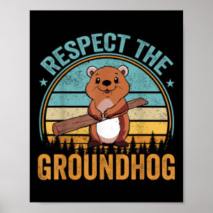 Respektera Groundhog Flagga Usa Woodchuck Ground H Poster