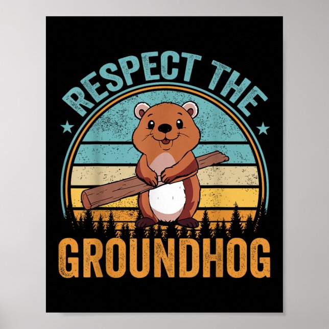 Respektera Groundhog Flagga Usa Woodchuck Ground H Poster (Framsidan)