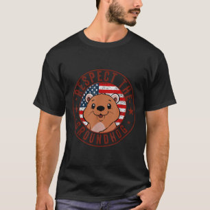Respektera Groundhog Flagga Usa Woodchuck Ground H T Shirt