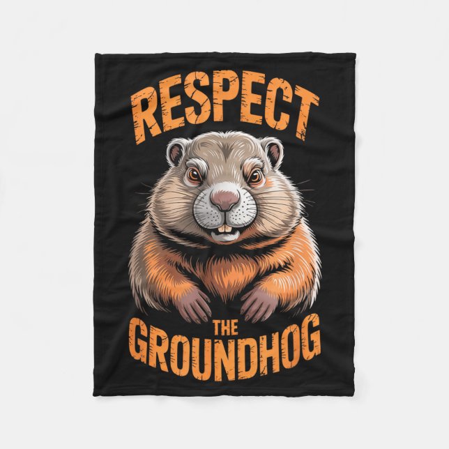 Respektera Groundhog Punxsutawney Phil Rolig Holi Fleecefilt (Framsidan)