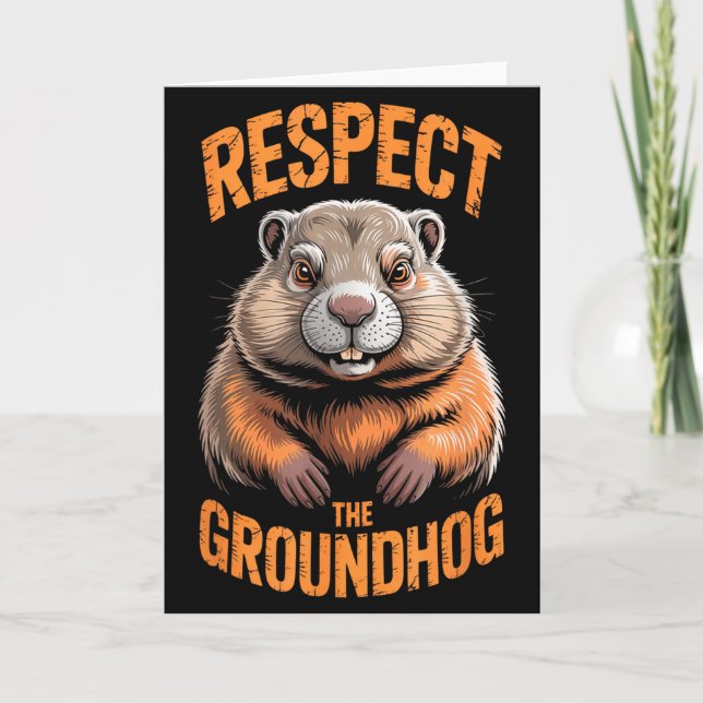 Respektera Groundhog Punxsutawney Phil Rolig Holi Kort (Framsida)