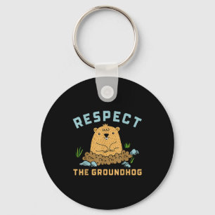 Respektera Groundhog Rolig Träbild  Nyckelring