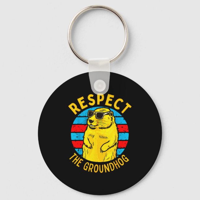 Respektera Groundhog Rolig Woodchuck Groundhog Da Nyckelring (Framsida)