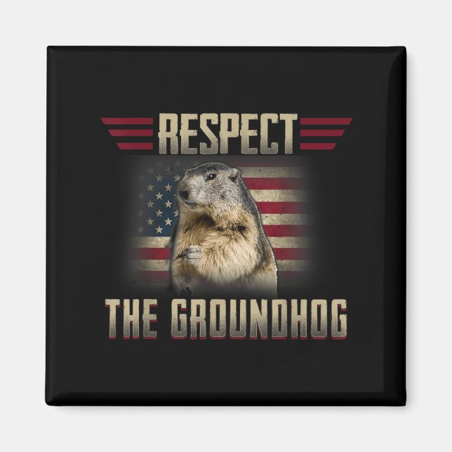 Respektera Groundhog Woodchuck Foto Groundhog Magnet (Framsidan)
