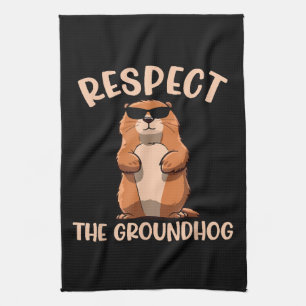 Respektera Groundhog-Woodchuck Groundhog-dagen Kökshandduk