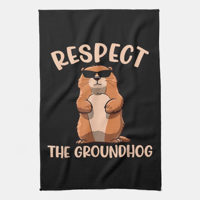 Respektera Groundhog-Woodchuck Groundhog-dagen Kökshandduk (Vertikal)